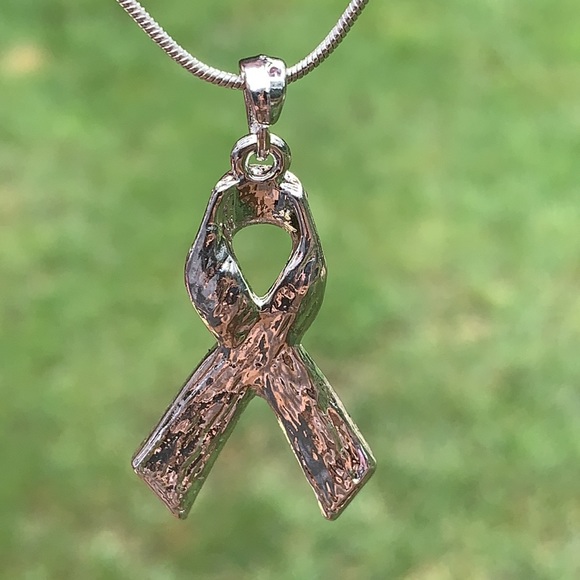 New Breast Cancer Awareness Pink Ribbon Necklace - Picture 5 of 6